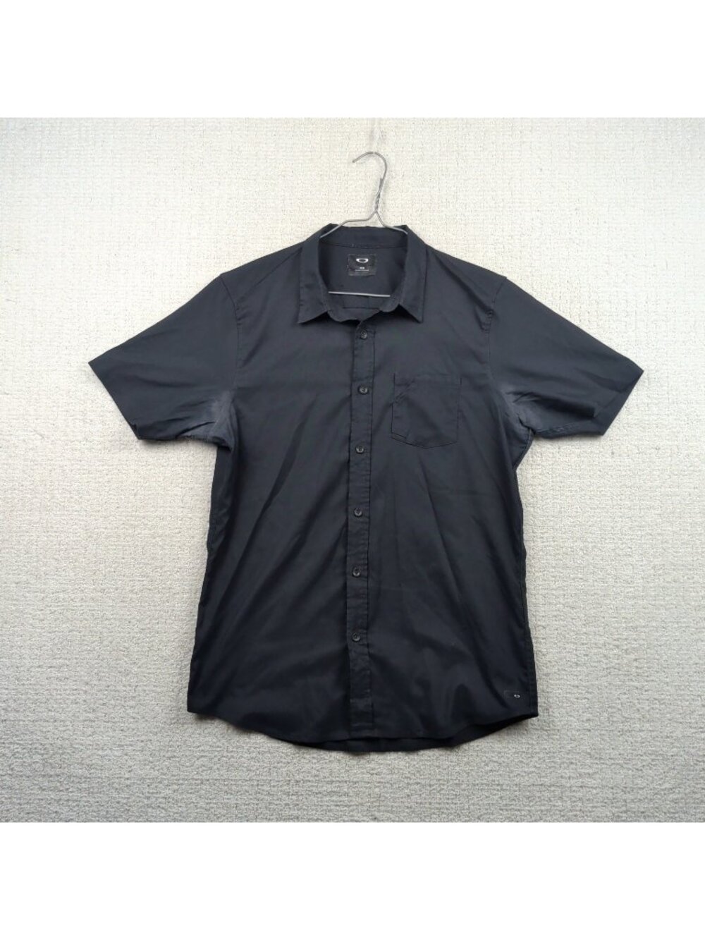 Oakley Black Slim Fit short Sleeve Button Up Shirt Performance Tech Gorp Sz M *
